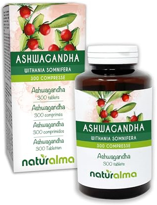 Ashwagandha o Ginseng indiano (Withania somnifera) radici Naturalma - 150 g - 300 compresse - Integratore alimentare - Naturale e Vegano