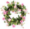 Flair Flower Kranz Rosen Türkranz Wand-Blüten-Blumenkranz dekoriert Wanddeko Blüten Deko Künstliche Blume Haustür Hochzeitsdeko Valentinstag Rosenblüten Rosenköpfe, Weiß/Rosa, 8x32x32cm (088974WRS)