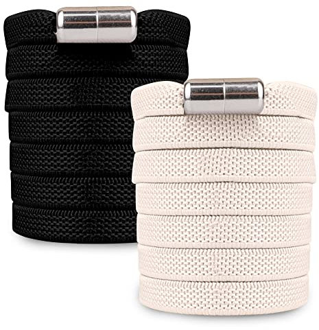 SULPO Flache Schnürsenkel ohne Binden - Elastische Schnürsenkel mit Metallkapseln - Gummi Schnellverschluss für Erwachsene & Kinder - Schuhbänder