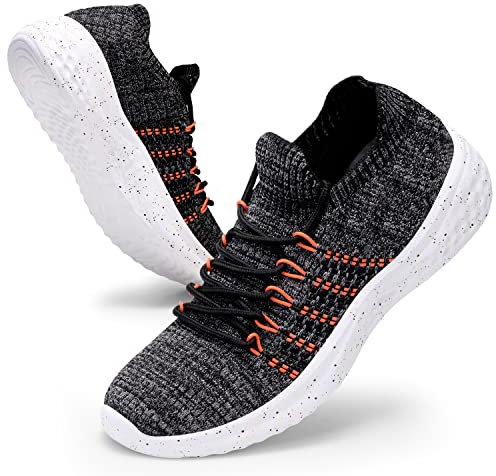 Harvest Land Womens Slip On Trainers Lightweight Walking Shoes for Ladies Comfortable Gym Sneakers for Women Black Size UK6