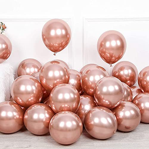 OTMVicor 25pieces Shiny Rose Gold Balloons,10inch Metallic Rose Gold Balloon for Birthday Wedding Party Decoration