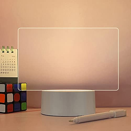 Starnearby Panneau de Notes en Veilleuse Créative LED avec Stylo, Tableau d'affichage en Acrylique Effaçable à Sec Lumineux, Tableau de Notes Créatif LED, Tableau à Message Lumineux Décoration