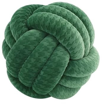 knotenkissen, Kissen Knoten, Knot Kopfkissen, Kissen Rund, Decorative Cushion, Zierkissen Knoten für Sofa, Bett, Wohnzimmer, Hahnentritt dunkelgrün, 20cm