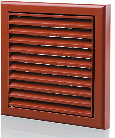 Terracotta 100mm 4 Inch Plastic Louvred Wall Grille Vent Ceiling Extractor Fan Bathroom Wall etc Fixed Blade inc. Flyscreen -Internal + External Use- In-Line Tumble Dryer Ventilation House Hydroponics