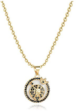 Astrology Constellations Zodiac Signs Necklaces for Women Birthday Birthstones Jewellery Gift for Daughter Family Best Friends Round Gold Opal Pendant