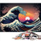 Puzzle für Erwachsene Ocean Wave Japan 1000-teiliges Puzzle für Erwachsene, Erwachsene und Kinder, Papppuzzles, Lernpuzzle, Familienspiel, Größe: 26 x 38 cm