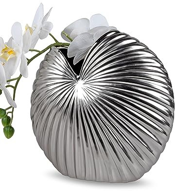 Formano 1 Stück Vase 19x19cm Matt Silber aus Keramik - Dekoration für EIN schönes Zuhause