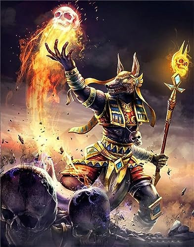 Diamond Painting,Diamant Painting Bilder,Anubis,ägyptischer Gott des Todes 5D Diamant Painting Kit,DIY Kreuzstich Malerei Kits Voller Strass Stickerei Diamant Malerei Kunsthandwerk Wand Décor 30x40cm