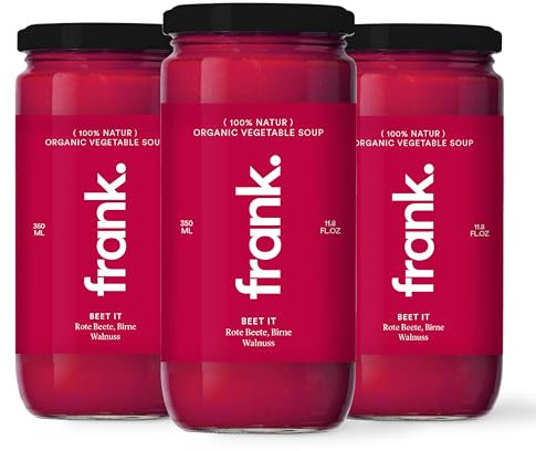 FRANK SOUP I Rote Beete Birne Walnuss Suppe I 12 x 350ml I Bio Suppen Im Glas I Vegan & Bio Qualität I Aus Frischem Gemüse I Ohne Zucker Zusatz & Zusatzstoffe I Clean Eating Geeignet