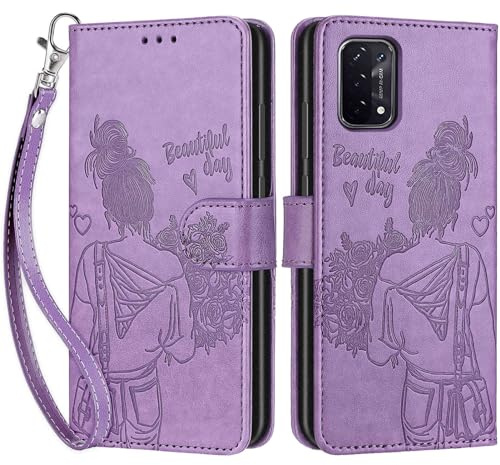 Handyhülle für Oppo A54 / A74 5G Klapphülle Leder Wallet Lila | 3 Kartenfächer & 1 Geldfach, Magnetverschluss, Ständerfunktion, robuste premium PU leder klapphülle für Oppo A93 / A93s 5G