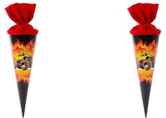 goldbuch 93052 Geschwisterschultüte mit Monstertruck Motiv, Zuckertüte 35 cm, Schultüte aus Lackkarton, Geschenkverpackung für viele Anlässe, Geschwistertüte zur Einschulung (Packung mit 2)