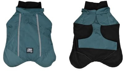 Hunde Fleece Regenjacke mit Kragen Jacke Mantel Hundebekleidung Regenschutz Hundejacke Regenmantel Hundebekleidung Petrol (L: (Rückenlänge ca.40cm))