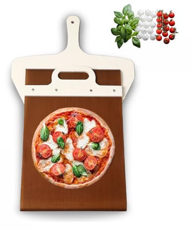 Pala per Pizza Scorrevole 19,7x11,8x0,7 Pollici, Il Tagliere per Pizza Che Trasferisce Perfettamente la Pizza, Pala per Pizza Scorrevole con Comoda Maniglia, Accessori per Forni