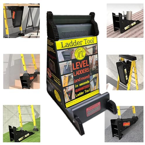 Ladder Leveler 5-in-1 Ladder Tool with Storage, Pitch Hopper, Ladder Stabilizer for Level Uneven Ground and Extension Ladder, Ladder Jacks Support Up to 500lbs