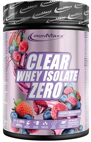 IronMaxx Clear Whey Isolate Zero - Wild Berry 400g | Whey Protein Isolate | Proteine Whey Sans Sucre | Clear Whey Boisson Protéinée | Shaker Proteine Zéro Sucre pour Musculation & Pre-Workout