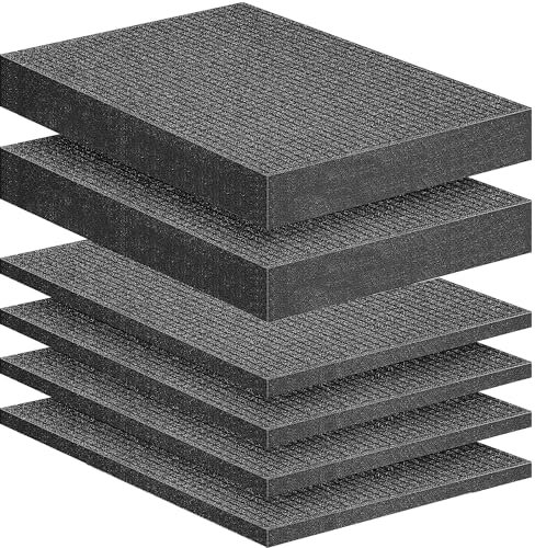 6 Stück Rasterschaumstoff Würfelschaum - 2 Stück 40x30x5cm/4 Stück 40x30x2.5cm Schaumstoff für Werkzeugkoffer, Kamerakoffer, Transportkoffer, Fotokoffer, Koffer, Koffereinlage Stoßfest