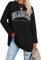 Ebifin Oversize Langarmshirt Damen Longshirt Rundhalsausschnitt Los Angeles Oberteil Langarm T Shirts Pullover Basic Tunika Tee Tops.Schwarz.M