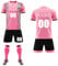 Maillot de Foot Enfant Personnalisé Adultes Hommes Femmes avec Le Nom du Logo de L'équipe Maillot Football Personnalisé avec Chaussettes de Football(Color:Pink)