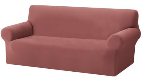 SOFFICIOSO Copridivano Elasticizzato Tinta Unita Protezione Sofà Poltrona Seduta MOD. Smile 3 Posti Rosa Antico