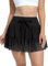 Supersun Tennisrock Damen mit Tüll Tasche Sport Rock A Linie Kurze Hose Plissee Sommer Skorts Schwarz Größe XL
