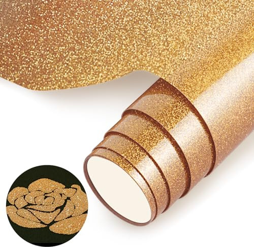 NANAPLUMS Plotterfolie Textil, Glitzer 3D-Puff-Vinyl- 30,5 x 100 cm Puff HTV Vinylrolle für T-Shirts, 3D-Puff-Hitzetransfer-Vinyl, Glitzer Bronze