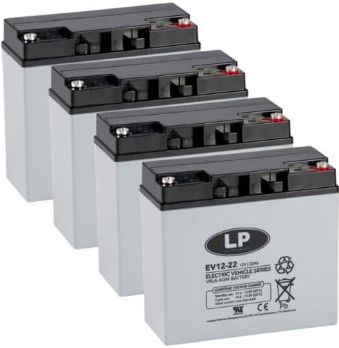 4X AGM Blei Akku 12V - 22Ah kompatibel 48V Scooter ROLEKTRO 5 ECO-City Plus 45