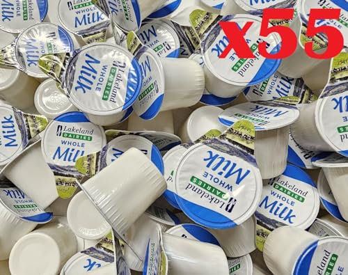 55x Whole UHT Milk 12ml Individually Wrapped Mini Portions Pots Jiggers Lakeland