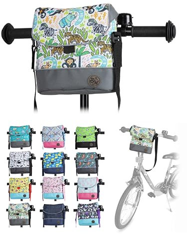 BAMBINIWELT Kinder Lenkertasche – Fahrradtasche für Kinder, Laufradtasche & Lenkerkorb mit Schultergurt – kompatibel mit Puky, Woom & Roller – wasserabweisend & robust, Farbe: Modell 21