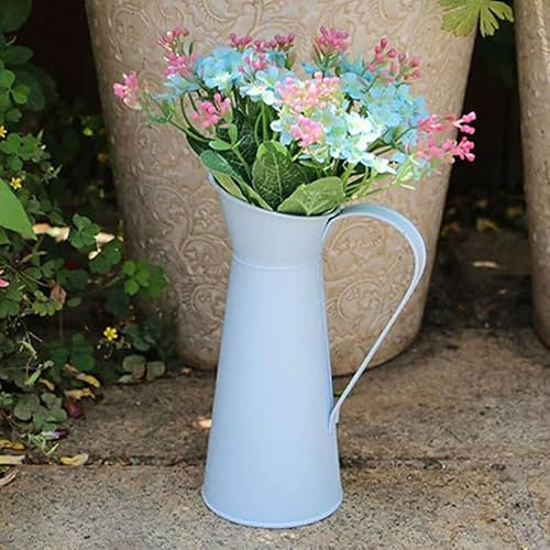 Blumenvase, einzigartige Vintage Shabby Chic Blumenvase Krug Krug Metall Blumentöpfe für Garten Hochzeit Zuhause Tischdekoration