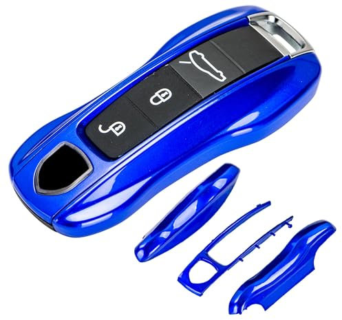 Teenpull Schlüssel hülle Passt für Porsche 911 Cayenne Panamera Carrera Taycan, Auto Schlüsselhülle für, Autozubehör MK2 (Blau)