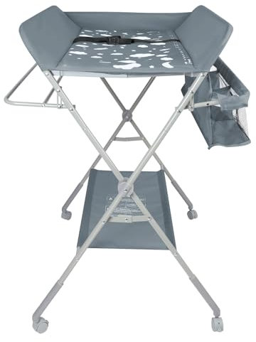 Fasciatoio Portatile Pieghevole Fasciatoio a Piedi per Neonati con cintura di sicurezza e scomparti portaoggetti Fasciatoio da Viaggio Protegge la VitaBaby -80 * 58 * 90 cm -grigio scuro