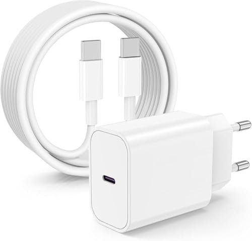 Chargeur Rapide USB C pour iPhone 16 15, 2M Long Cable de Type C vers C et 20W USBC Fast Bloc AdaptaPrise Murale pour Apple iPhone 16/16 Pro/16 Pro Max/16 Plus/15 Pro/15 Pro Max/15 Plus/iPad