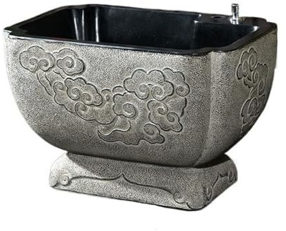 Évier utilitaire en imitation pierre de style chinois – Lavabo autoportant pour cour extérieure, station de lavage à la main avec drainage One Touch – Sin sur pied