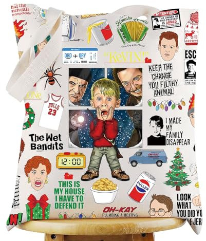 KEYCHIN Lustige Kevin-Tragetasche, Kevin-Fans, Geschenk mit Aufschrift I Made My Family Disappear, Kevin, wiederverwendbare Einkaufstasche, Weihnachten, Kevin-Merch, Kevin Tb, Medium