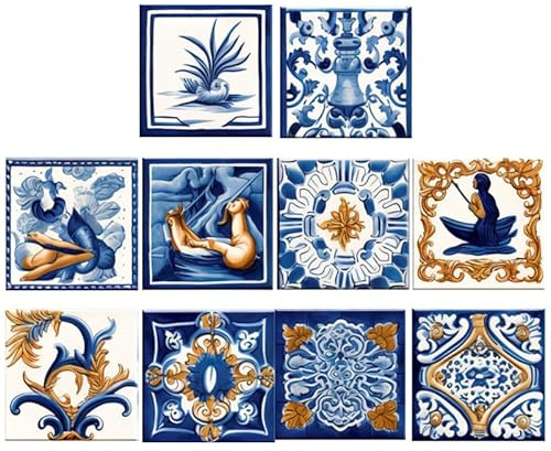 BESTOYARD 10 StüCk Marokko Fliesenaufkleber, 20x20 Cm, Wasserdicht Selbstklebend Wandsticker KüChe Bad Spritzschutz DIY Fliesenaufkleber Abziehbilder
