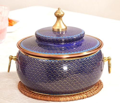 NIBHZ Chinesischer Heißer Topf Emaille Hot Pot Einzelner Kupfer-Topf Induktion Heißer Topf Traditioneller Eintopf Suppe Topf Kochen Kochgeschirr Heißer Topf,K,17X12cm