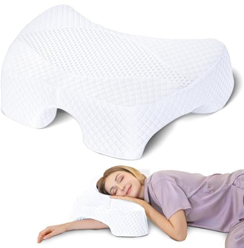 SAHEYER Seitenschläferkissen mit Armloch, Ergonomisches Orthopädisches Kopfkissen, Memory Foam Kissen für Nacken und Schulter, Multi-Angle Armholes Nackenkissen für viele Schlafpositionen