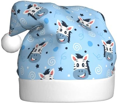 peiyeety Niedliche Weihnachtsmütze mit Zebra-Tiermuster für Erwachsene, Weihnachtsmütze, originelle Weihnachtsmütze für Damen und Herren, Weihnachtsfeier-Dekoration