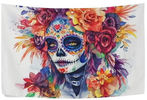FRODOTGV Dia De Los Muertos mexikanische Wandteppiche, Wandbehang für Wäsche, Wohnzimmer, Dekoration, 152,4 x 101,6 cm