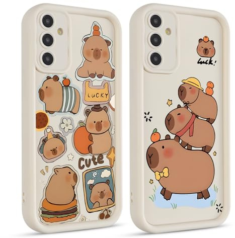2 Stück Cute Anime Handyhülle für Samsung Galaxy A16 5G Hülle 6.7, Niedlich Karikatur Tier Capybara Aesthetic Muster Design mit Weiche Stoßfest TPU Silikon Schutzhülle Dünn Mädchen Bumper Case, Cute