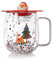 Iuhtrb Taza de vidrio de doble capa con temática navideña, resistente, de doble capa, taza de vidrio de Navidad para bebidas calientes y frías, vidrio de chocolate caliente