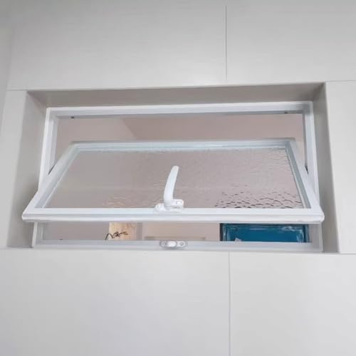 WhamtL Schiebefenster 360° Drehbares Schiebefenster als Raumteiler, Aluminium-Kellerfenster, Weißes, Flächenbündiges, Rechteckiges Schuppenfenster(30x22in(750x550mm))