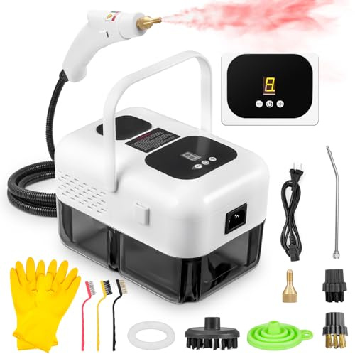 2500W Dampfreiniger Handgerät, 3bar Hochtemperatur Dampfreinigungsmaschine 1,2L Tank Tragbarer Hochdruck Dampfreiniger, 9 Einstellbaren Geschwindigkeiten Tragbare Steam Cleaner für Fenster/Küche/Boden