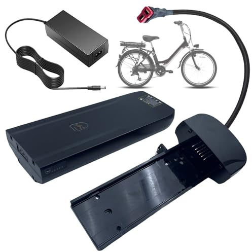 SSCYHT Ersatzakku 36V 10Ah 10,4Ah 12,8Ah 13Ah 15Ah 15,6Ah 16Ah 12Ah Lithium-Akku 48V Gepäckträgerakkus mit Ladegerät und 6-poligem Anschluss für 250W - 700W Motoren,36v17.5ah t Plug