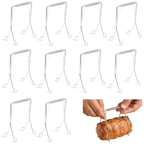 WQNNQW Pack of 10 roulade clips, made of stainless steel, reusable, roulade clips, roulade clips, reusable cabbage roll clips, alternative to roulade needles, roulade skewers