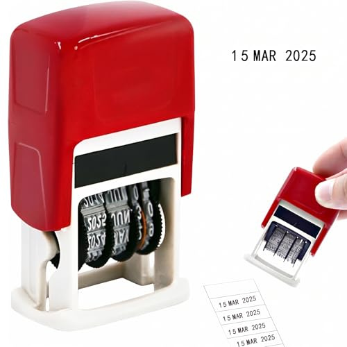 Timbro Datario Mini Manuale con Inchiostro Nero, Timbro Data Formato DD.MM.YYYY per Marcatura Uova, Datario Compatto per Ufficio e Uso Quotidiano