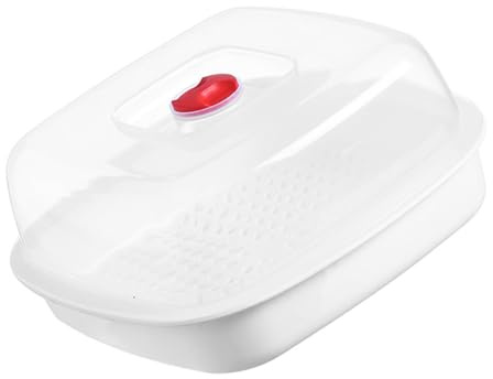 Beatifufu Recipiente para Cocinar al Vapor en Microondas Rejilla Cuadrada Sola Capa, Vaporera para Verduras y Pescado Adecuado para Uso Casero