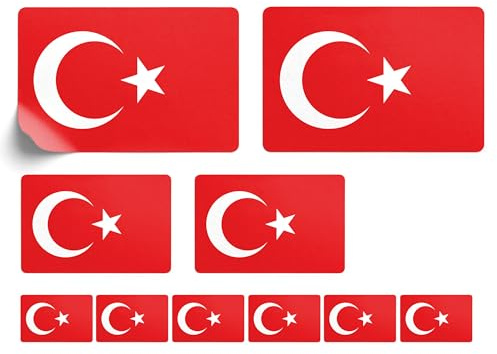 10 Stück Flaggen Aufkleber Türkei Set Sticker Türkiye Autoaufkleber - Offsetdruck