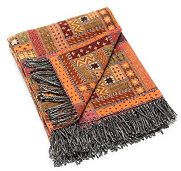 WoolMe Merino Wolldecke Rot Orange 130x180 cm Marta - luxuriöser Geschenkbox - Kuscheldecke flauschig aus Merino Wolle - Plaid Decke perfekt als Sofa Überwurfdecke, Sofadecke, Wohndecke, Couchdecke