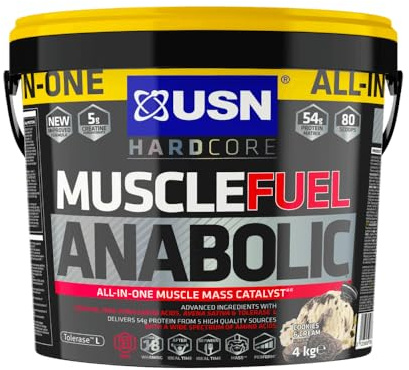 USN Muscle Fuel Anabolic - Protéines en Poudre pour Shaker Protéiné, Musculation, Saveur Cookies & Cream, 4 kg, MUS036